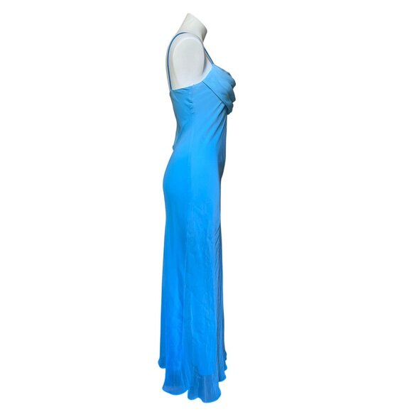 Cache Crystal Blue Y2K Chiffon Maxi Slip Dress Formal Gown Fairycore Size 4 XS - Picture 3 of 7